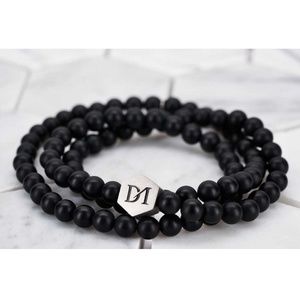 Dear Martian Mens Black Obsidian Wrap Bracelet